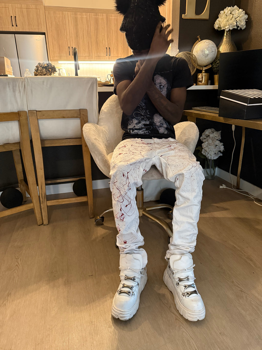 custom skinny red mark jeans