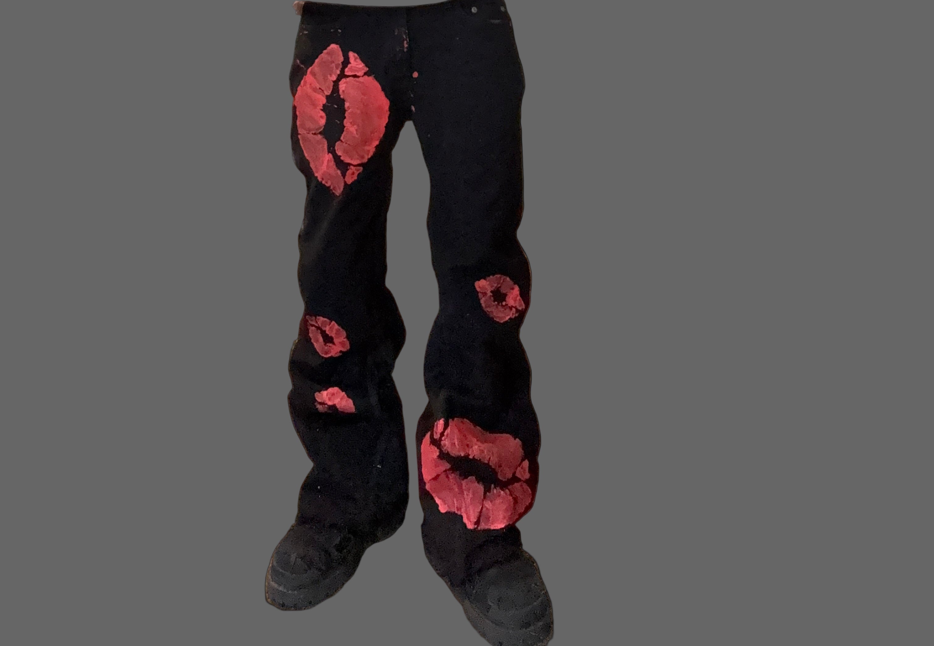 custom made flared kiss mark jeans