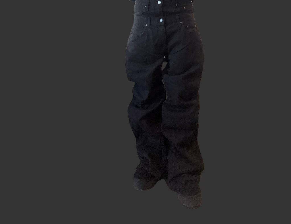 double waist black flares