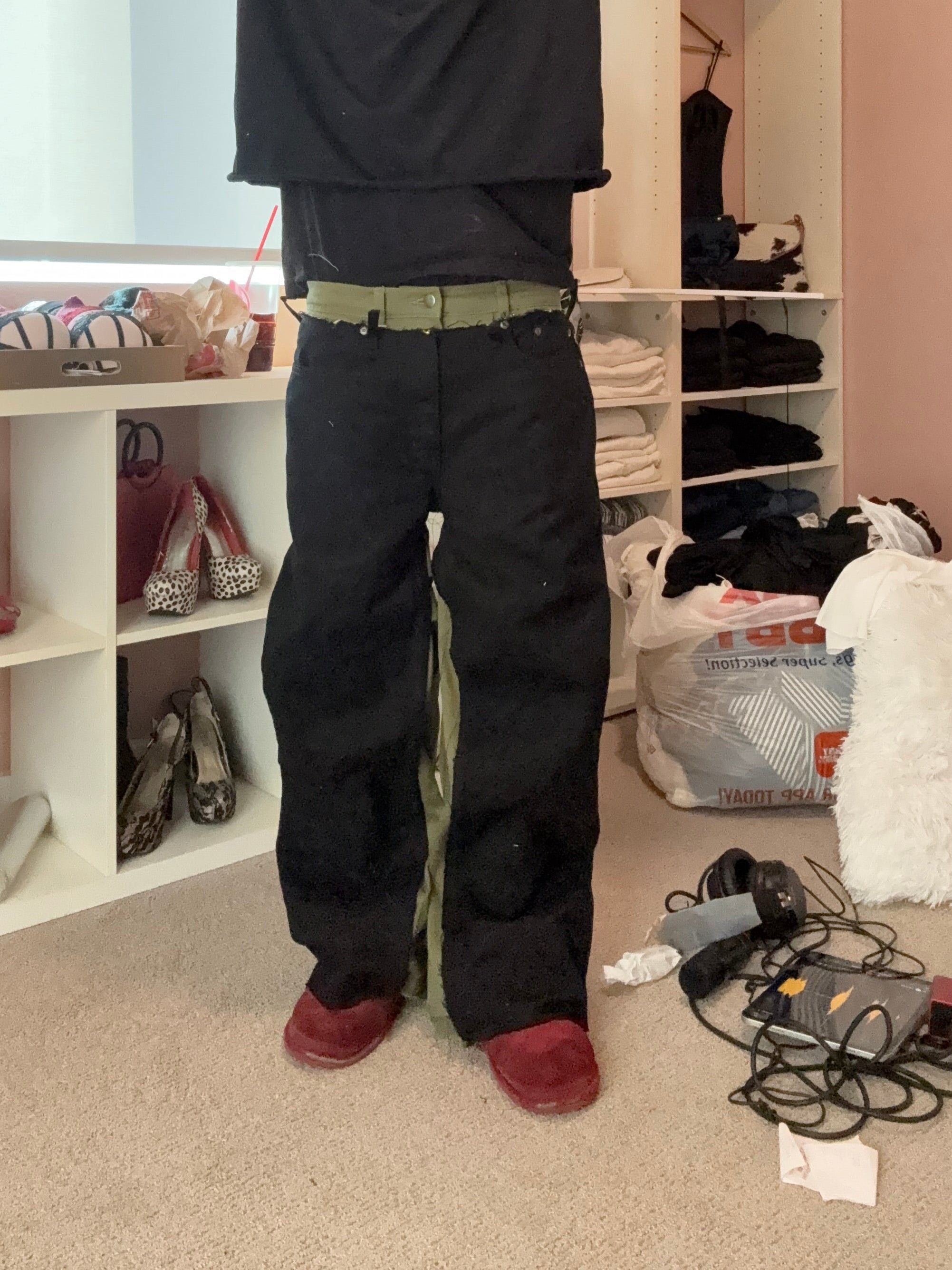 cut up double waisted flares