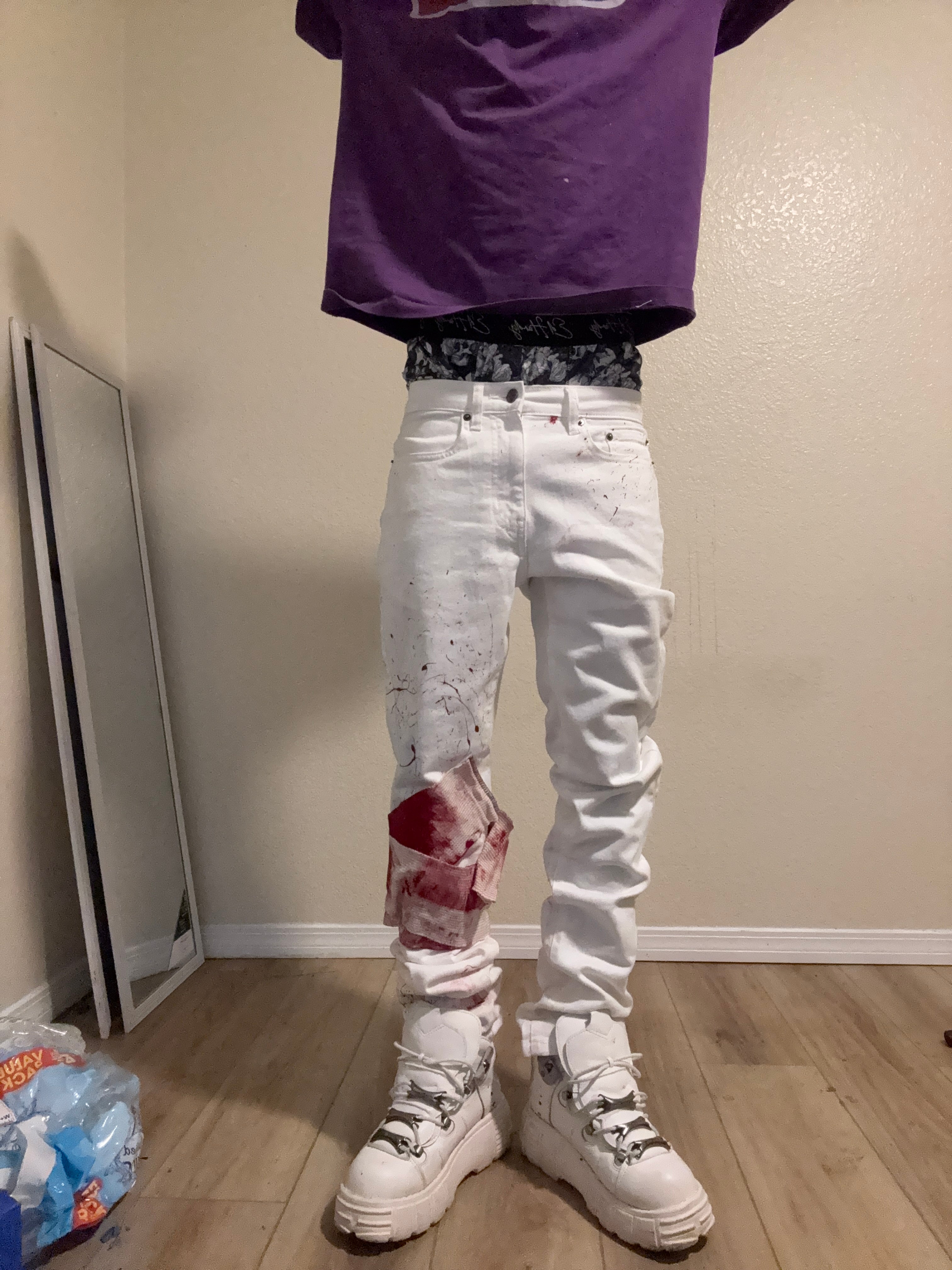 red mark skinny jeans
