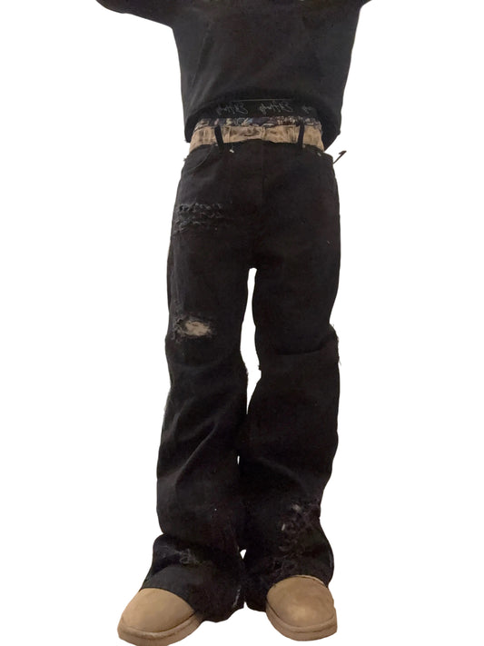 Cut Up  Double Waisted Flares